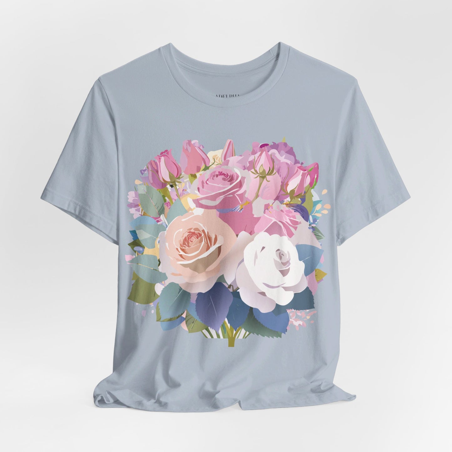 Natural Cotton Tee Shirt with Flowers