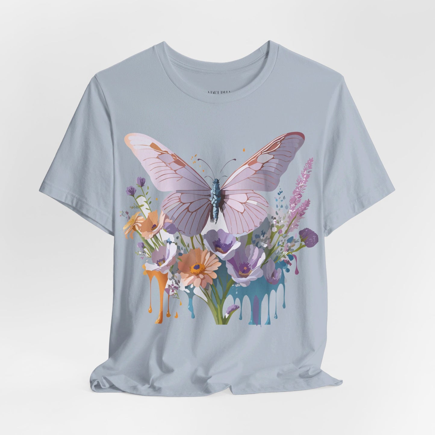 Natural Cotton Tee Shirt with Butterfly