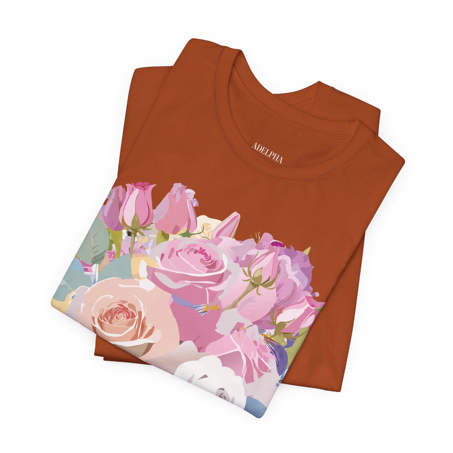 Natural Cotton Tee Shirt with Flowers