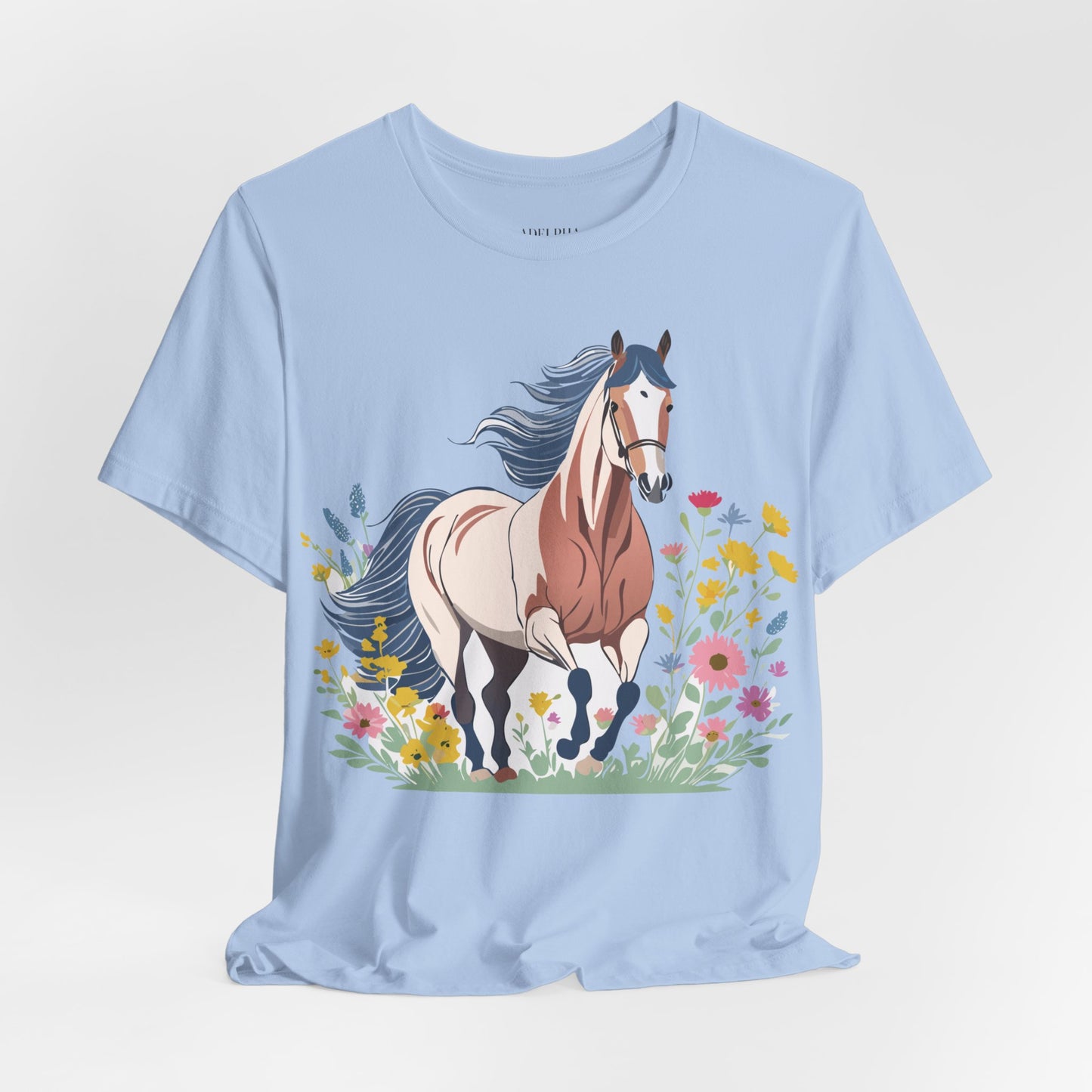 Natural Cotton Tee Shirt with Horse