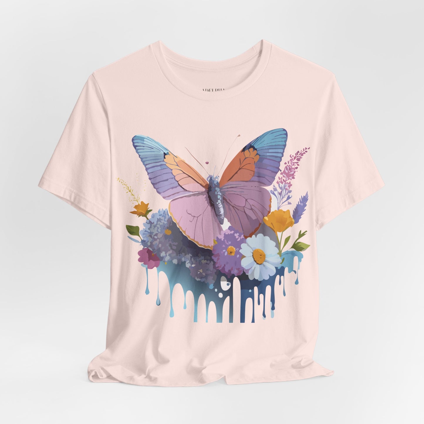 Natural Cotton Tee Shirt with Butterfly