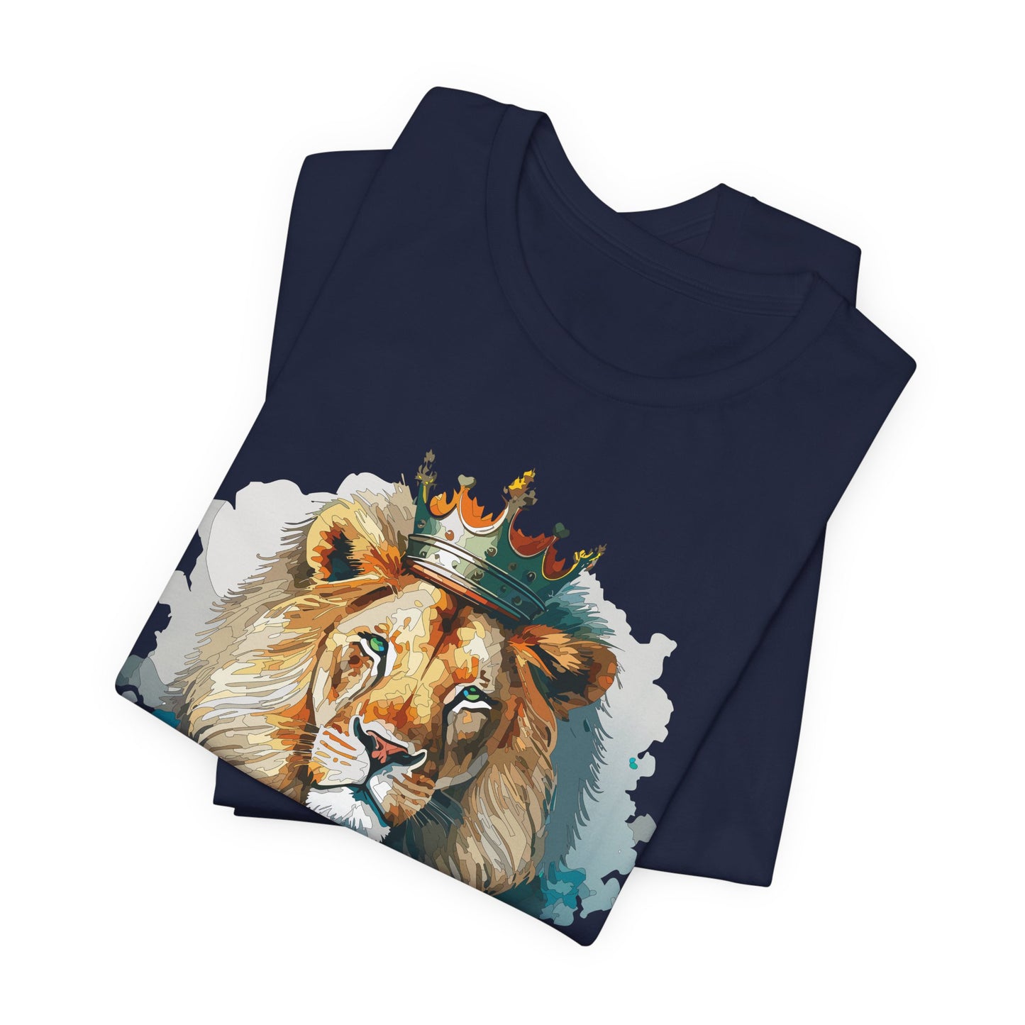 Lion with Crown Tee Unisex Cotton Watercolor King Lion Graphic T-Shirt 2