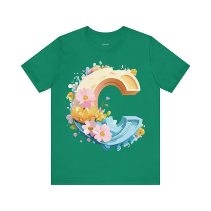 Natural Cotton Tee Shirt - Letters Collection - C Printify