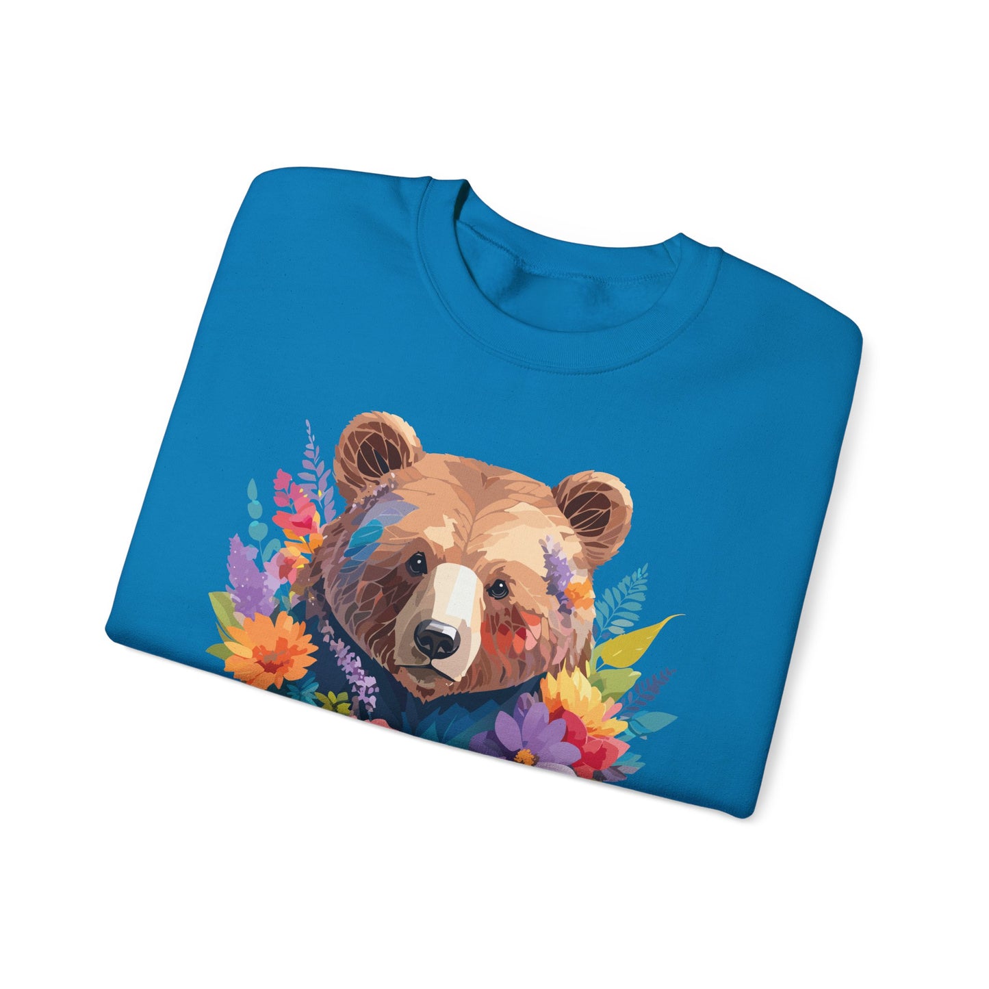 Unisex Floral Bear Sweatshirt, Animals Sweatshirt, Floral Sweatshirt, Art Design Sweatshirt