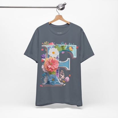 Natural Cotton Tee Shirt - Letters Collection - F Printify