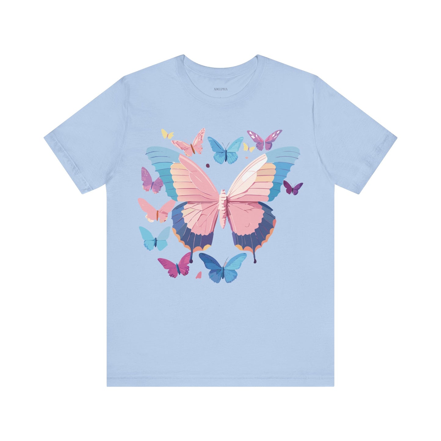 Natural Cotton Tee Shirt with Butterfly