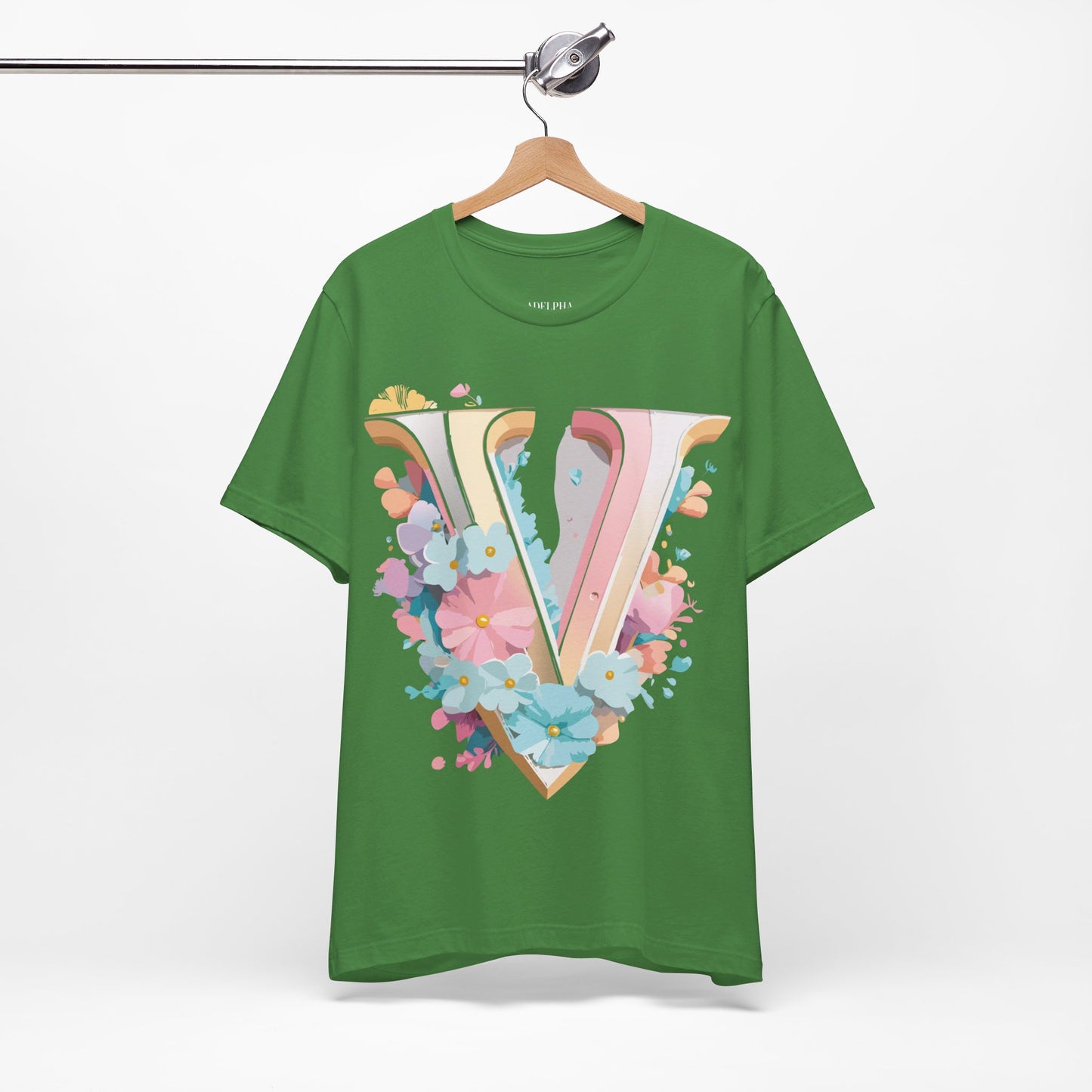 T-Shirt aus natürlicher Baumwolle – Letters Collection – V