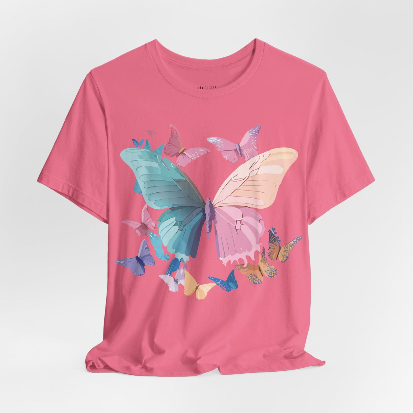 Natural Cotton Tee Shirt with Butterfly