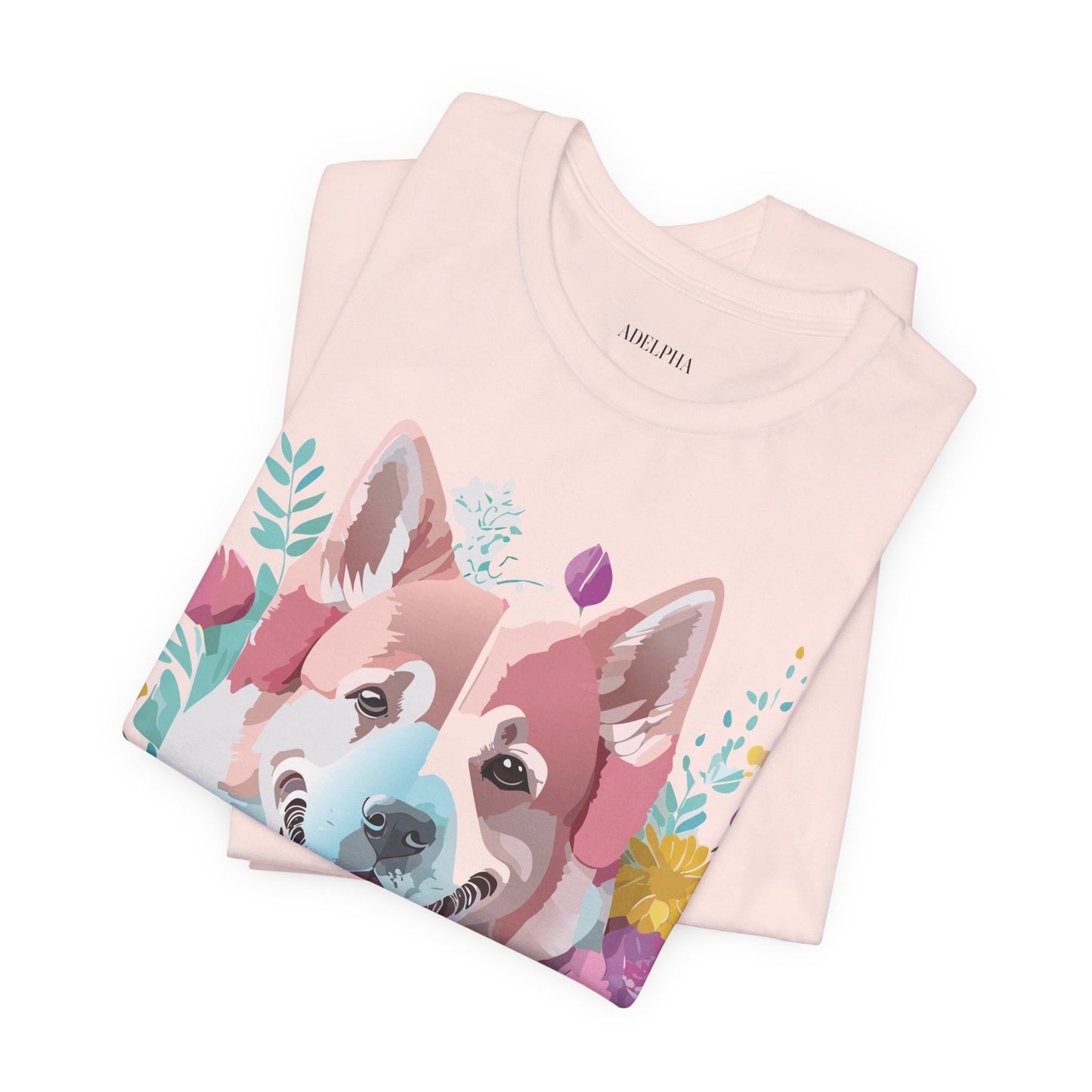 Natural Cotton Tee Shirt with Dog