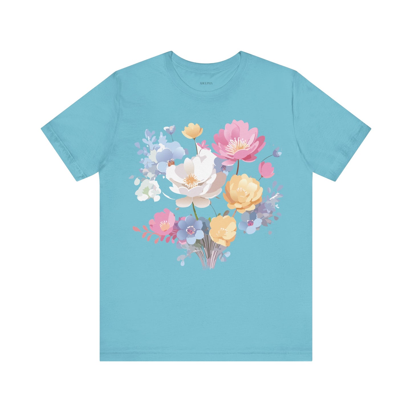 Natural Cotton Tee Shirt with Flowers