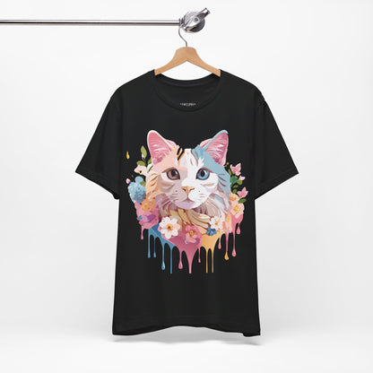Natural Cotton Tee Shirt with Cat Printify