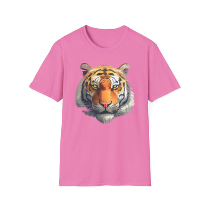 Tiger Print T Shirt Unisex Animal Tee 100 Percent Cotton Softstyle Gildan 64000