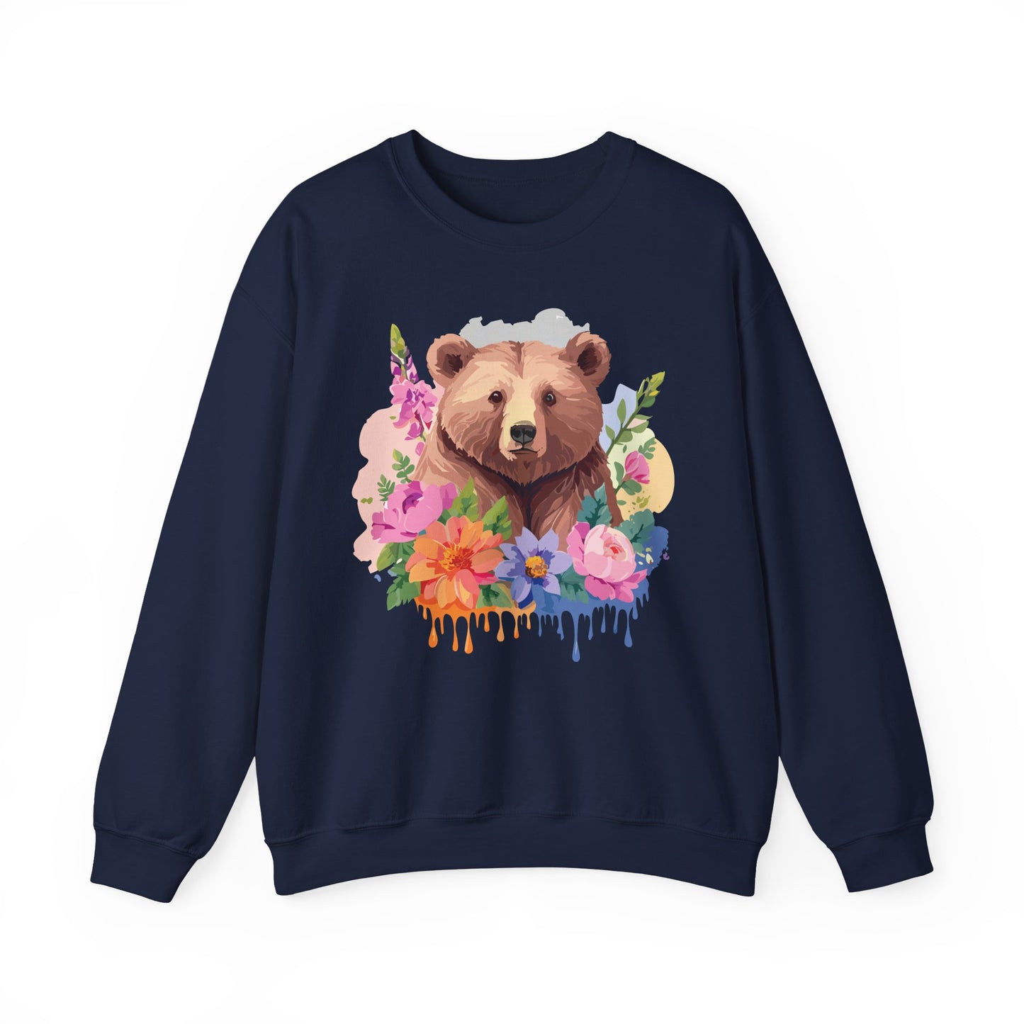 Unisex Floral Bear Sweatshirt, Animals Sweatshirt, Floral Sweatshirt, Art Design Sweatshirt