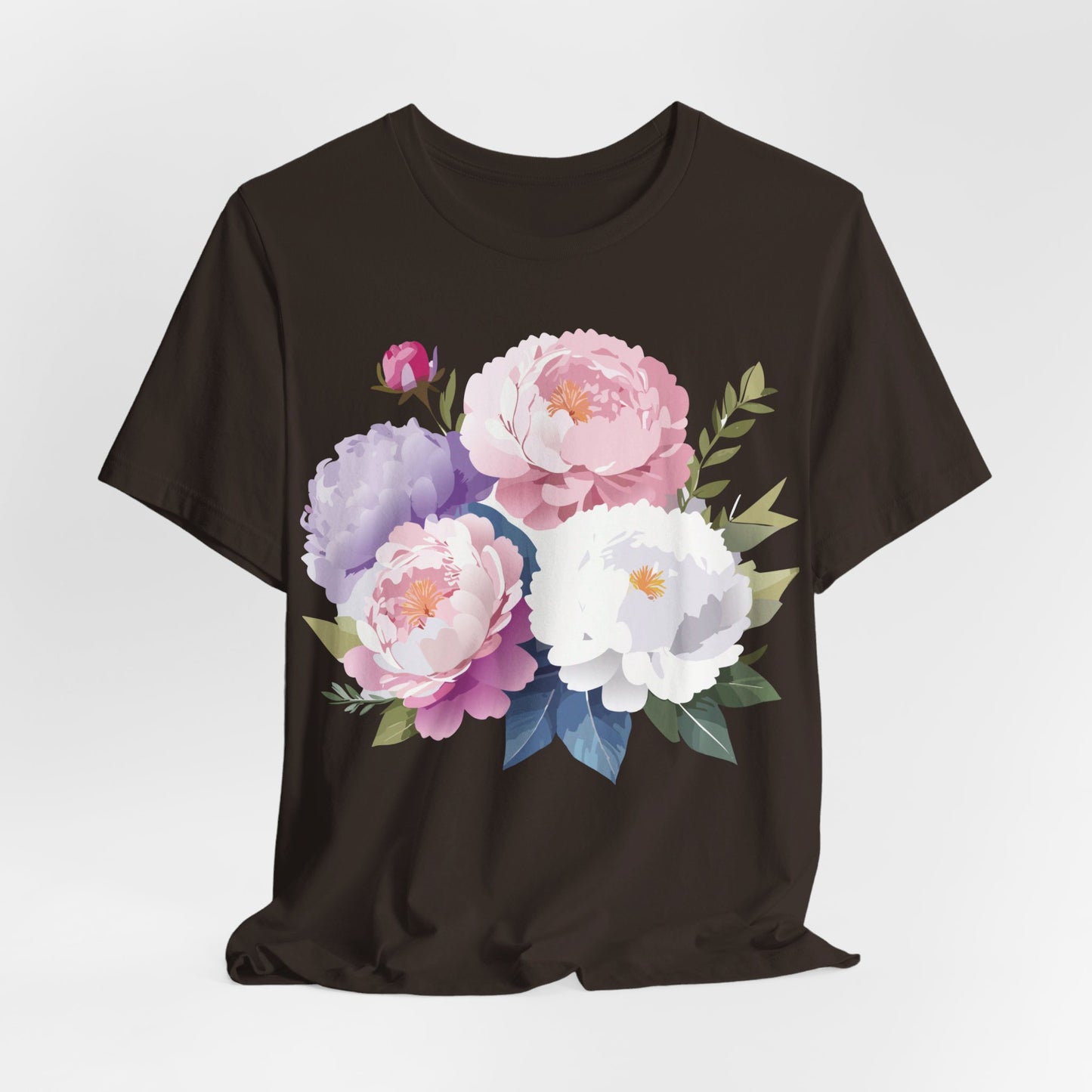 Natural Cotton Tee Shirt with Flowers