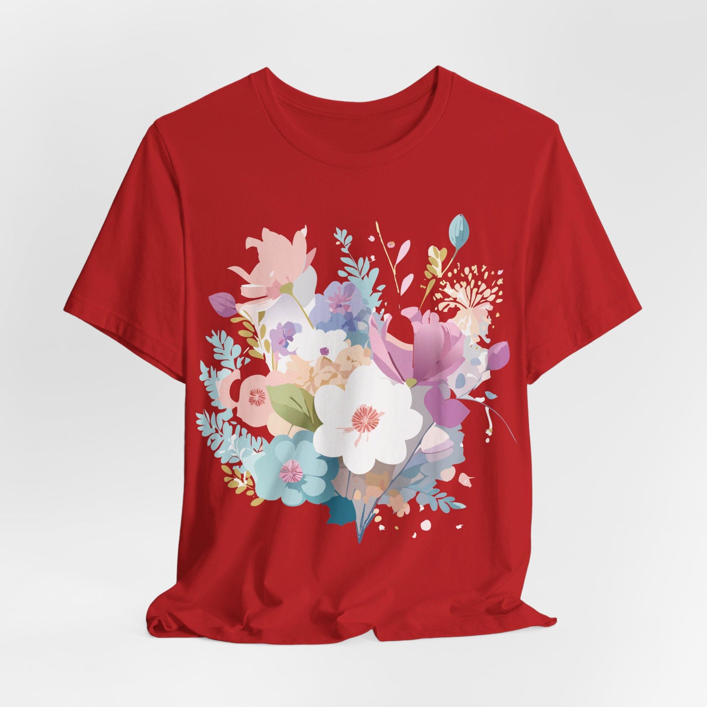 Natural Cotton Tee Shirt with Flowers