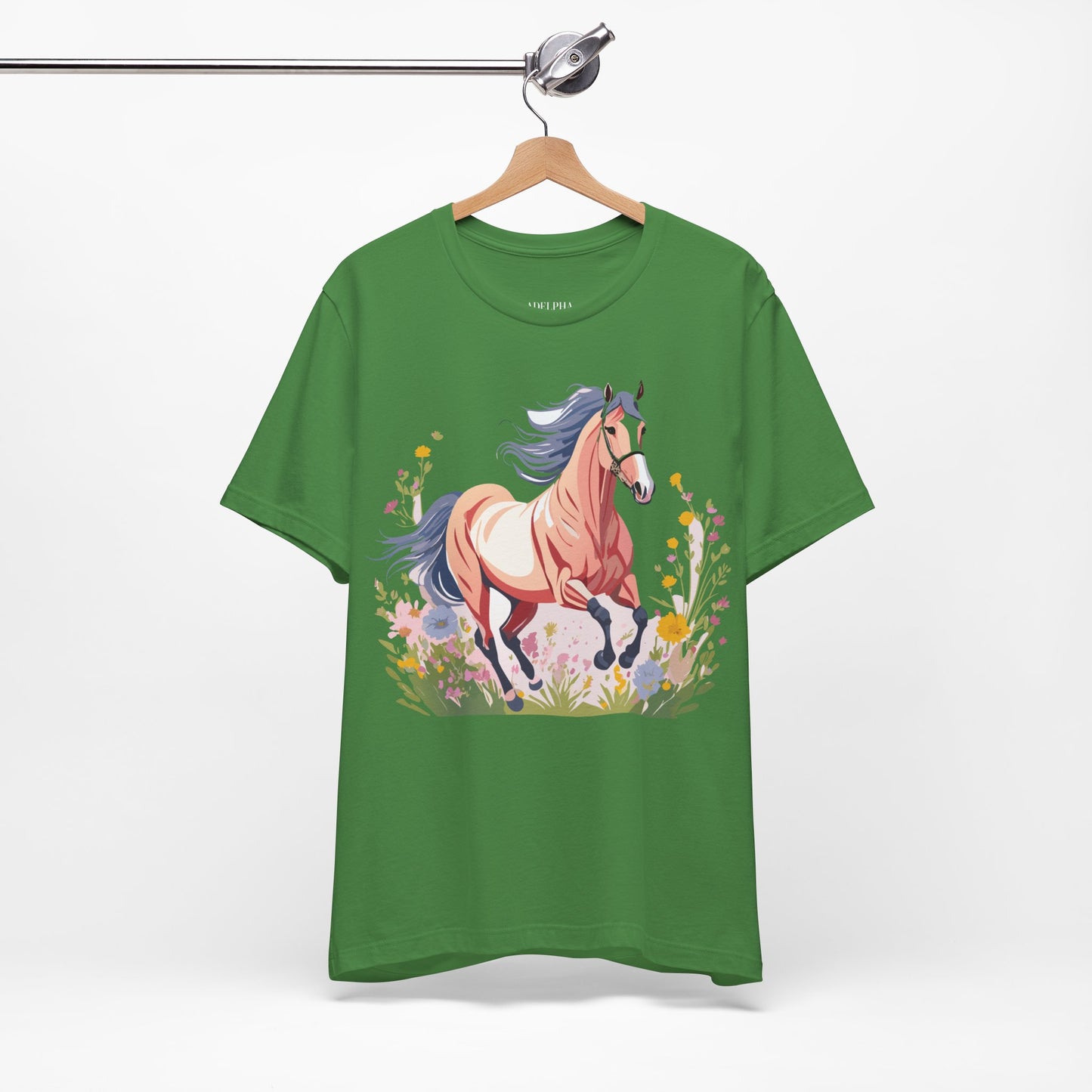 Natural Cotton Tee Shirt with Horse