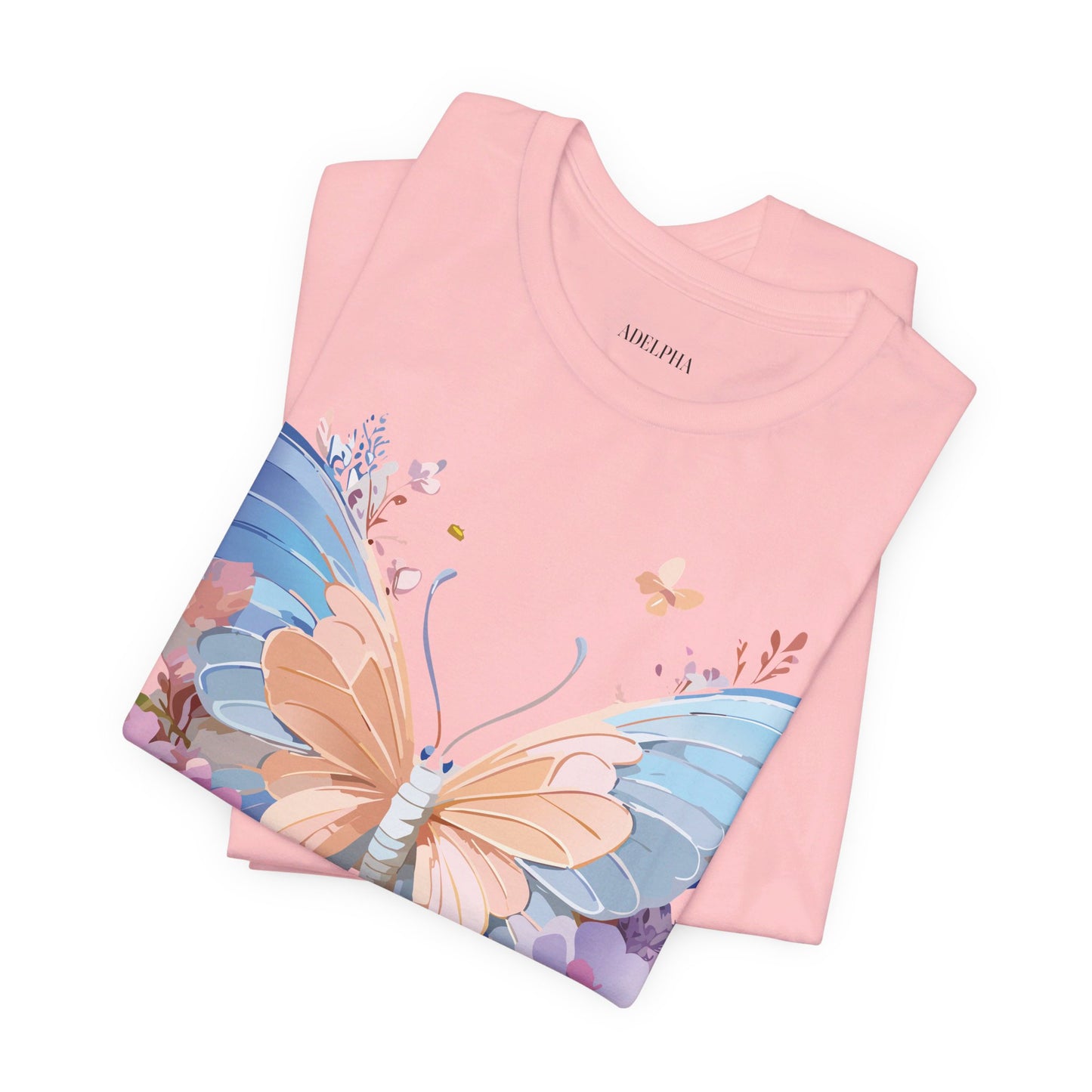 Natural Cotton Tee Shirt with Butterfly