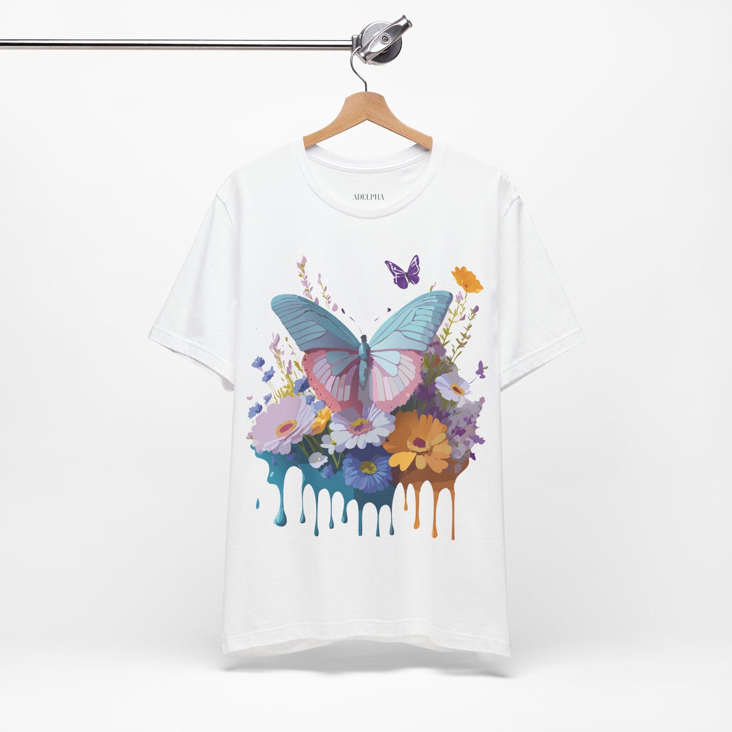 Natural Cotton Tee Shirt with Butterfly