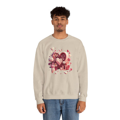 Unisex Floral Big Heart Sweatshirt Love Floral Valentine Day Cotton Poly Blend
