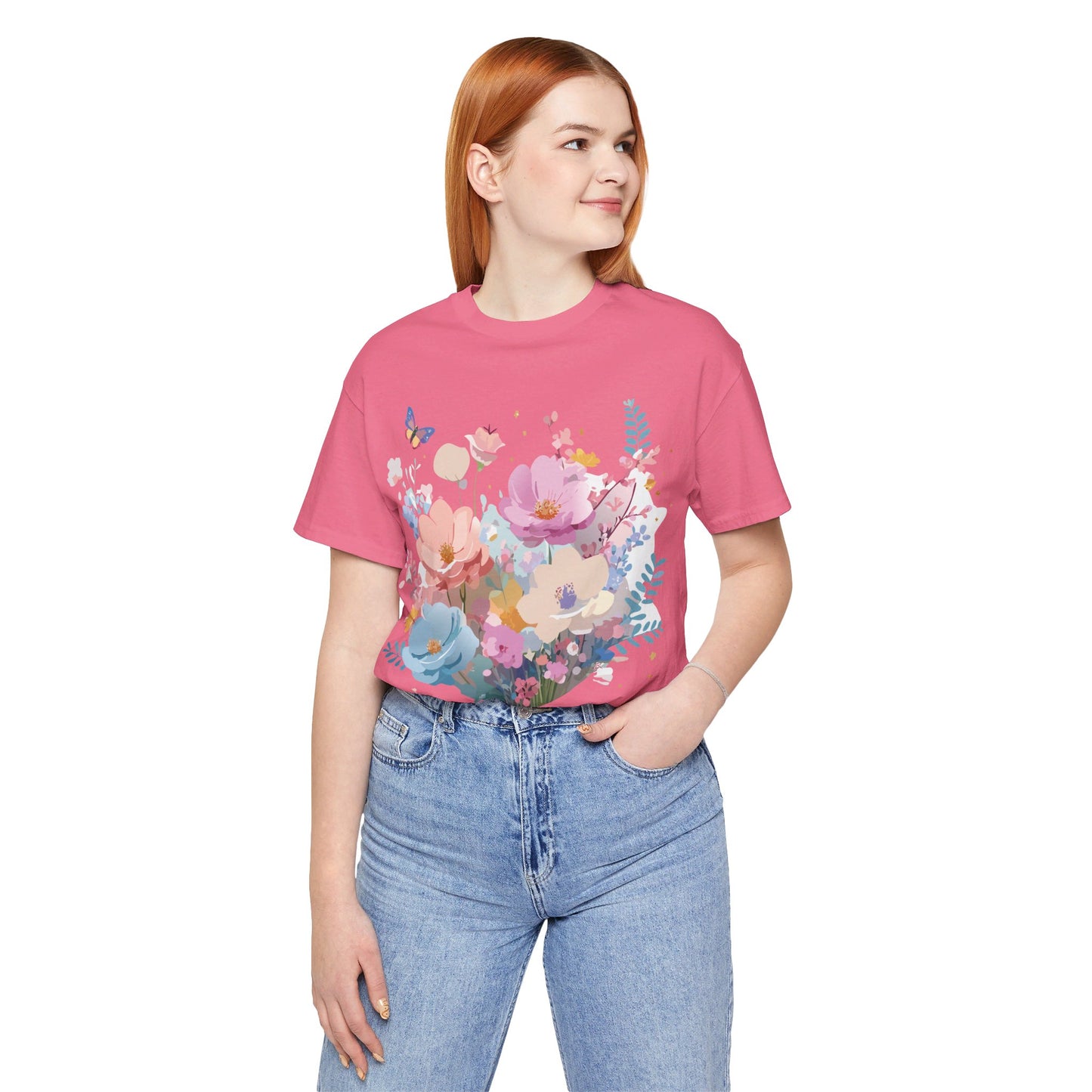 T-Shirt aus natürlicher Baumwolle mit Blumen