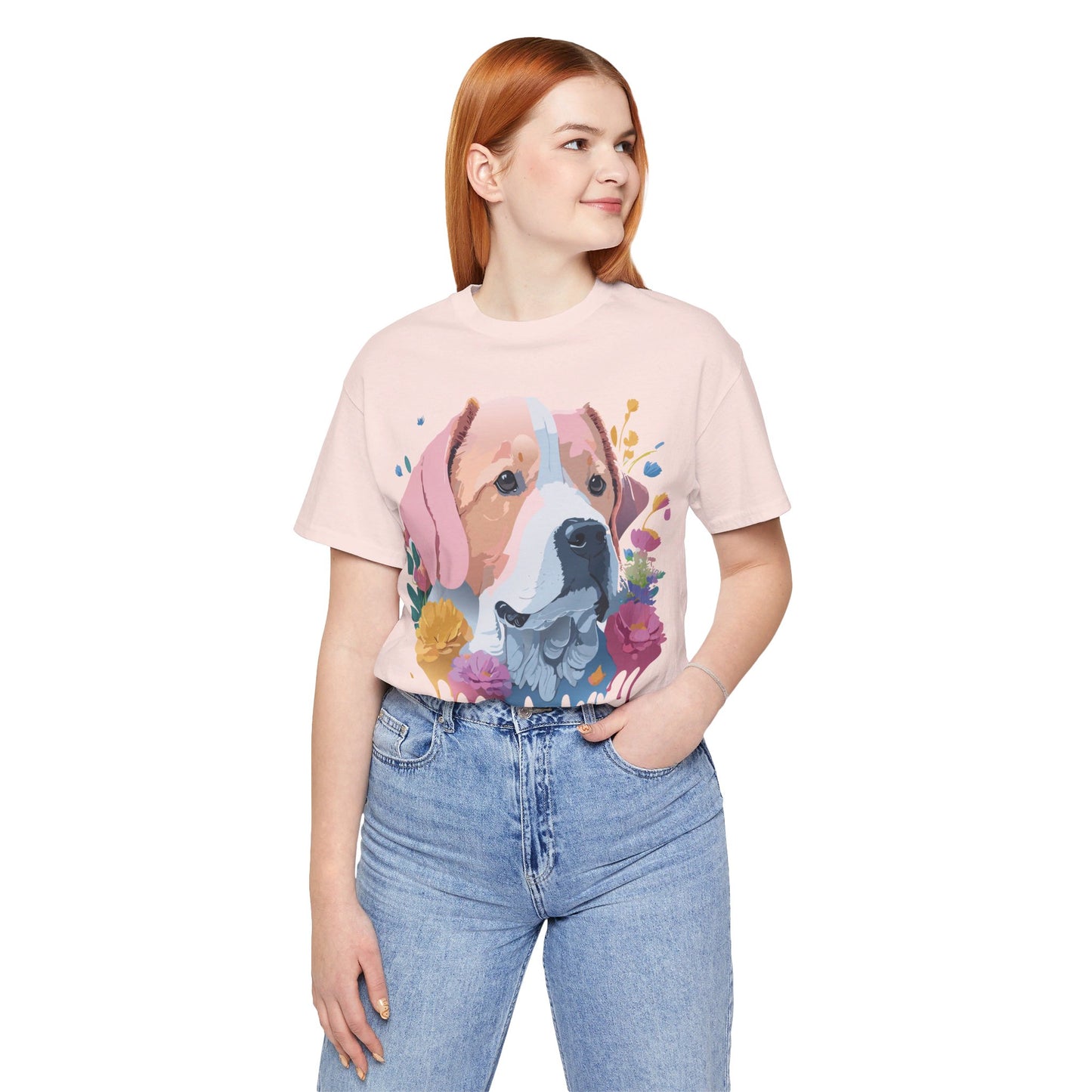 Natural Cotton Tee Shirt with Dog