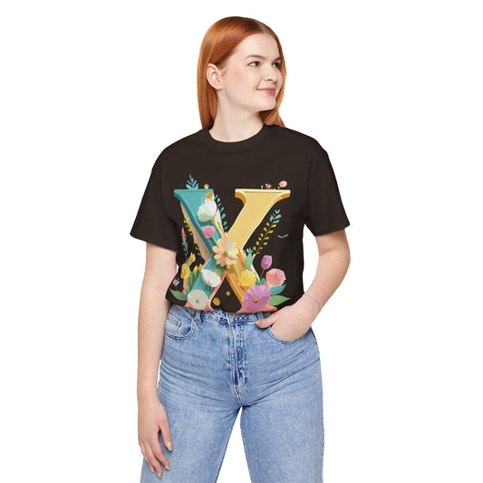 Natural Cotton Tee Shirt - Letters Collection - X Printify