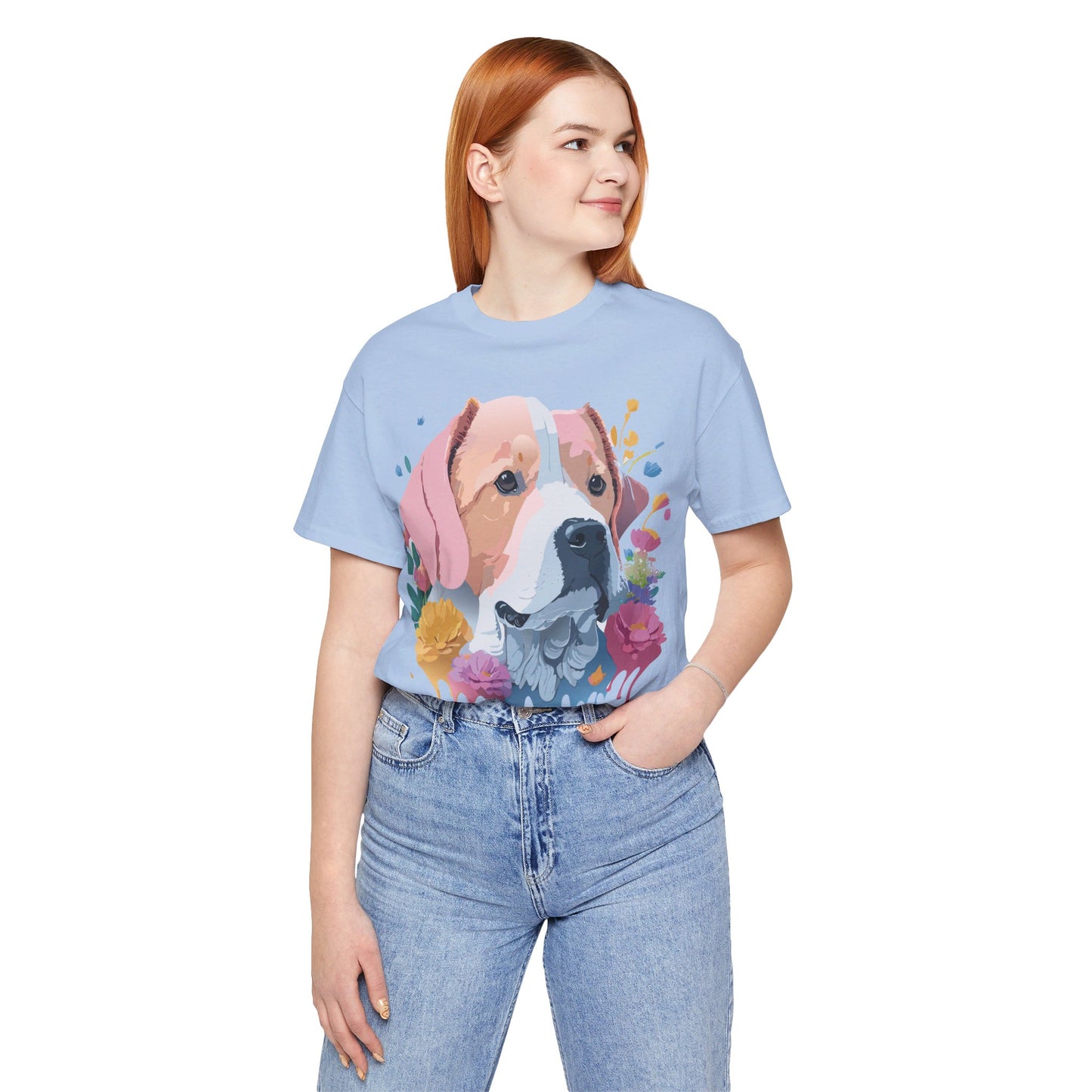 Natural Cotton Tee Shirt with Dog