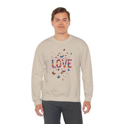 Unisex Floral Love Sweatshirt Fifty Fifty Cotton Poly Valentines Day