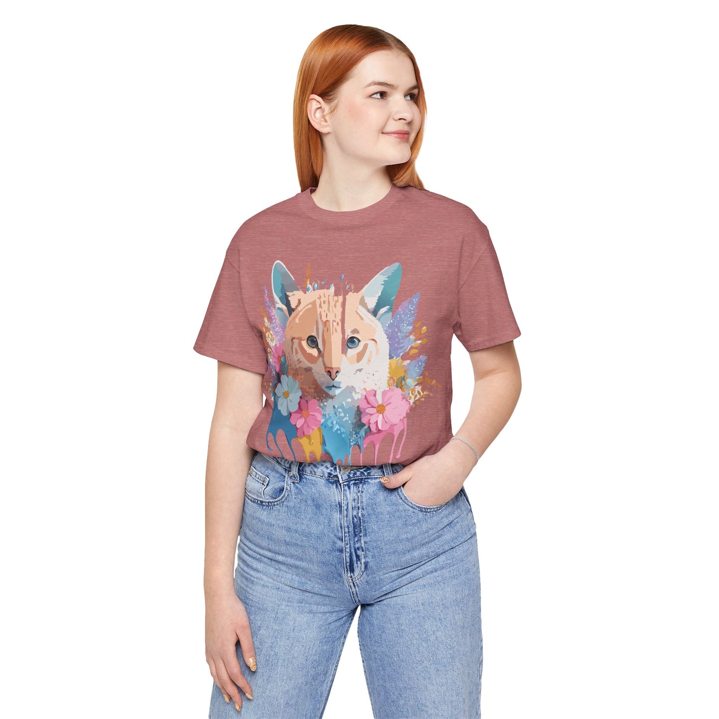 Natural Cotton Tee Shirt with Cat