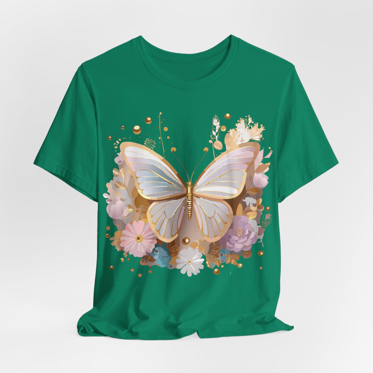 Natural Cotton Tee Shirt with Butterfly