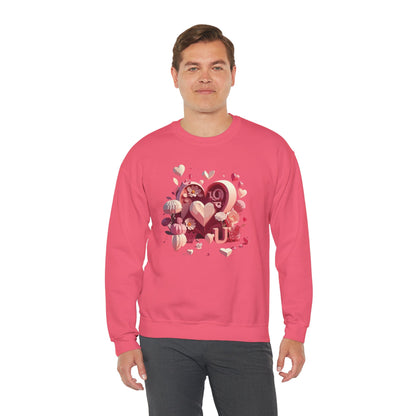 Unisex Floral Big Heart Sweatshirt Love Floral Valentine Day Cotton Poly Blend