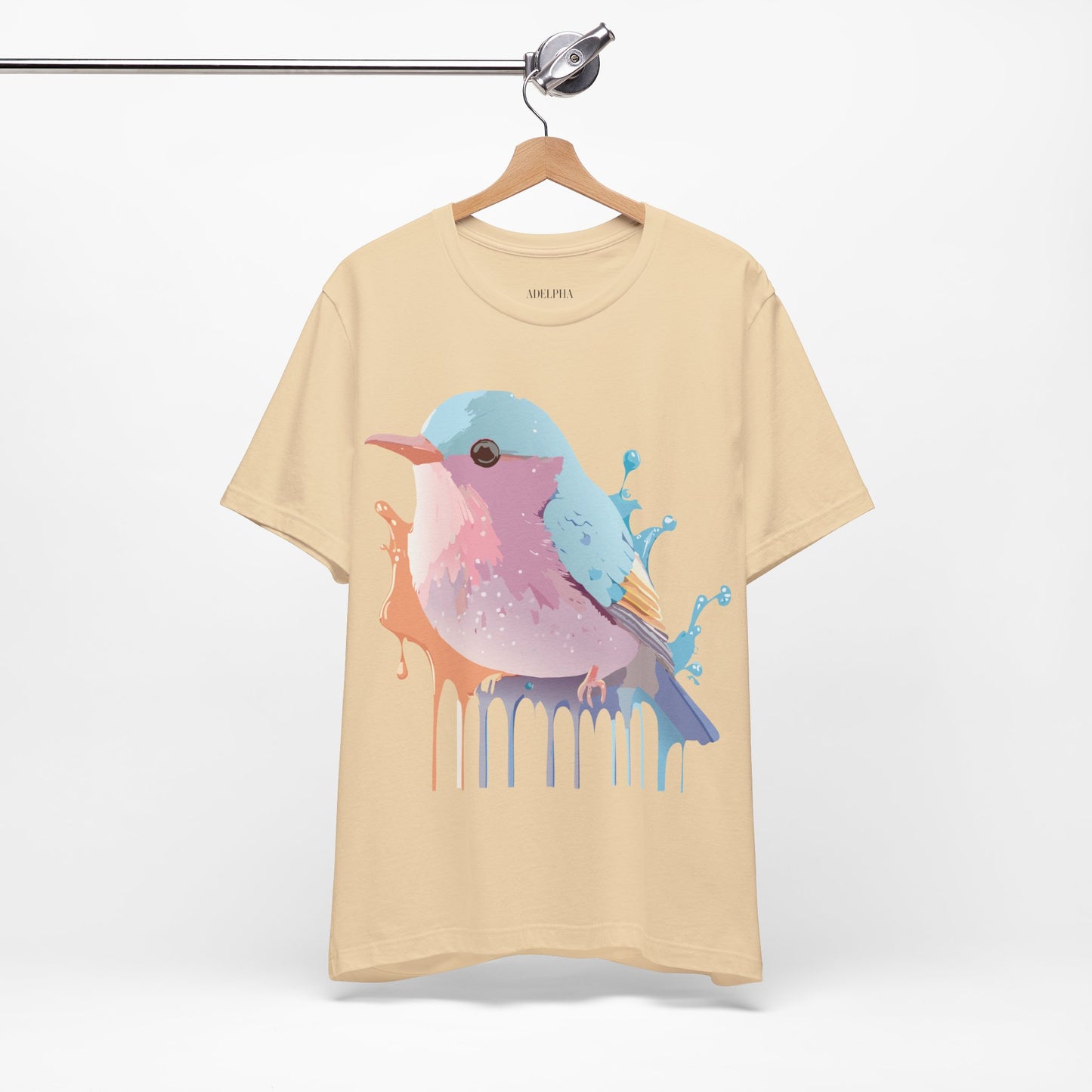 Natural Cotton Tee Shirt with Bird