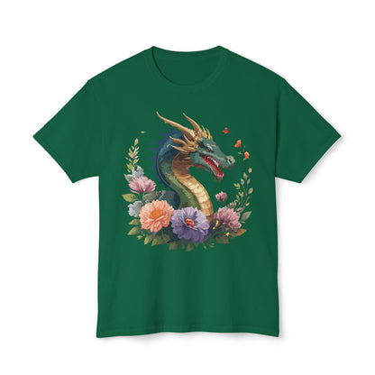 Dragon Art Design Shirt Unisex Cotton T Shirt Floral Print Tee