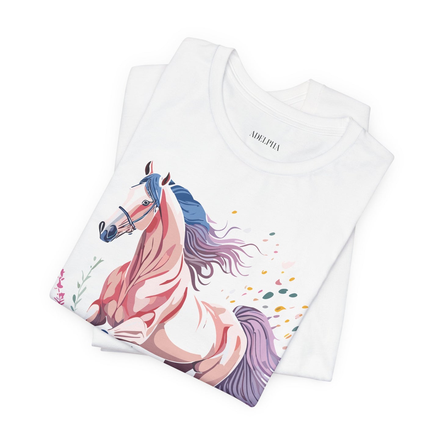 Natural Cotton Tee Shirt with Horse