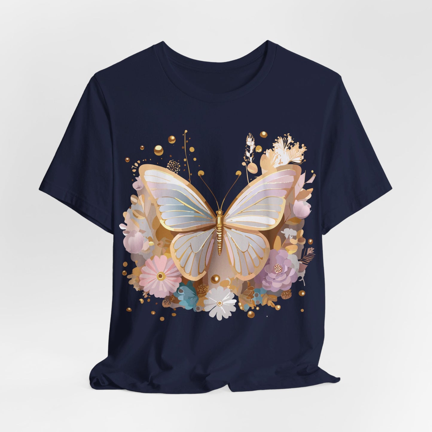 Natural Cotton Tee Shirt with Butterfly