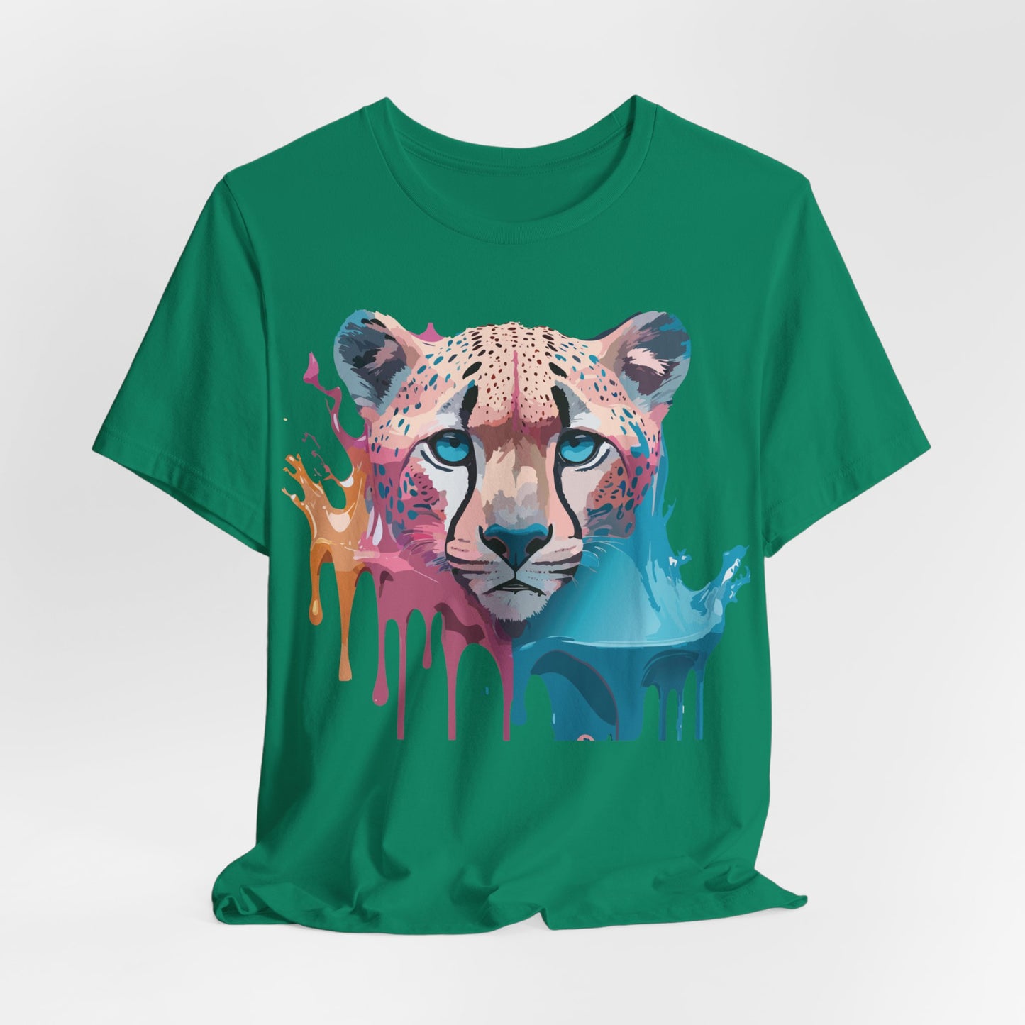 Natural Cotton Tee Shirt with Cheetah