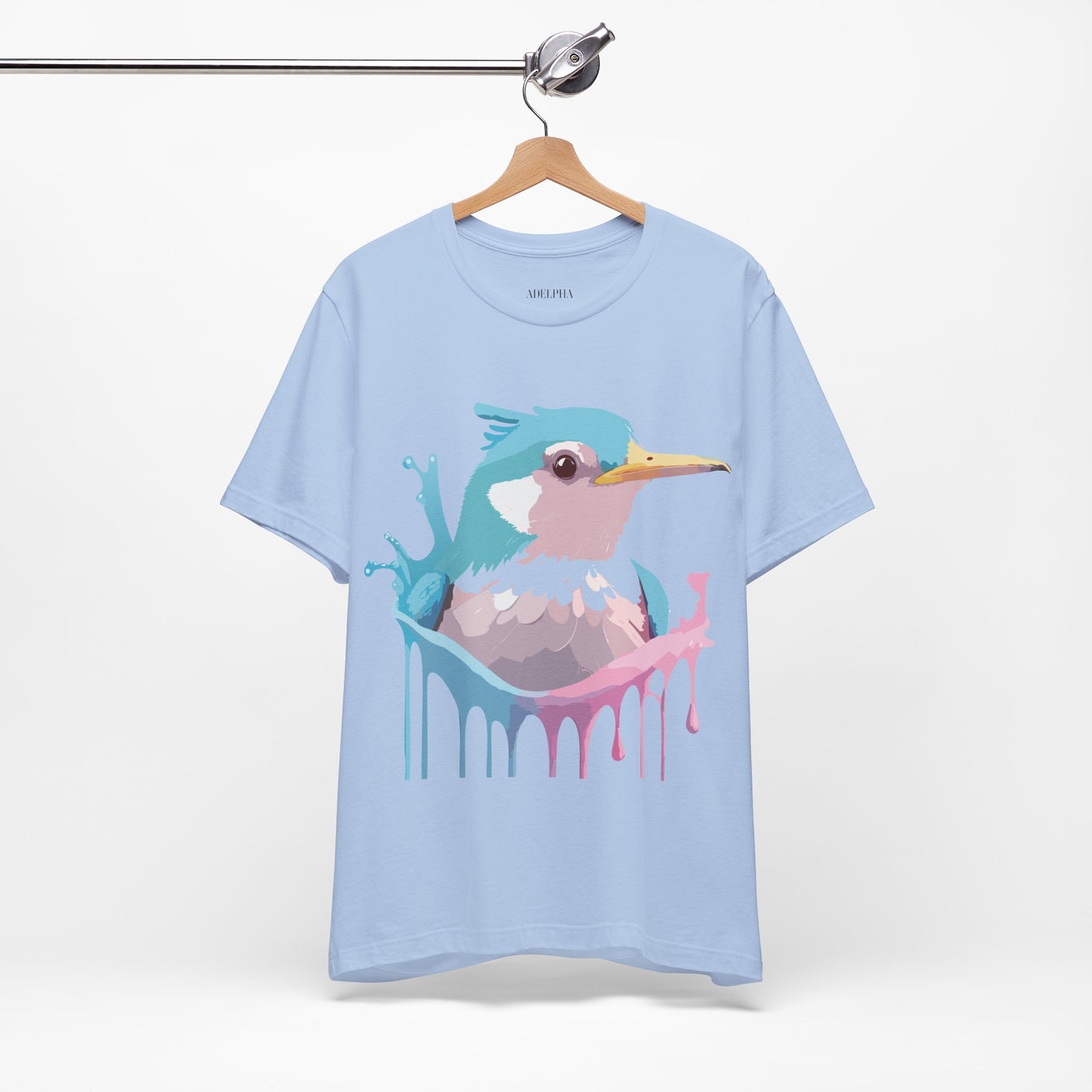 Natural Cotton Tee Shirt with Bird