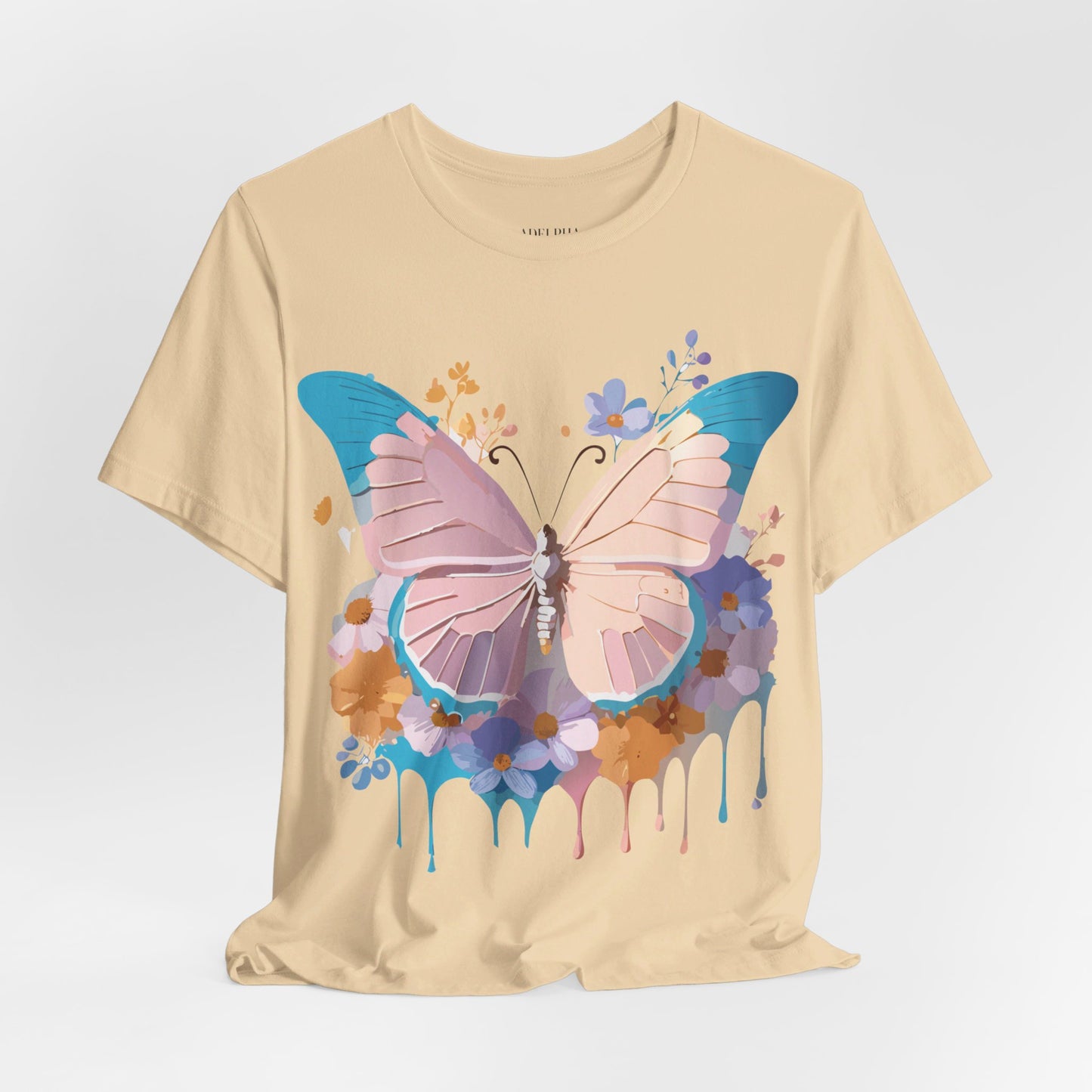 Natural Cotton Tee Shirt with Butterfly