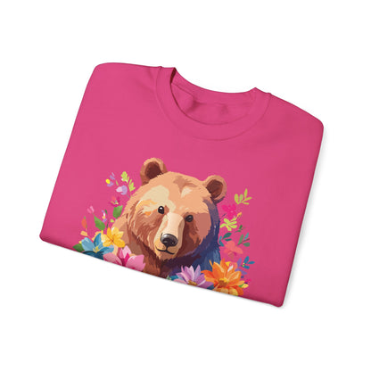 Unisex Floral Bear Sweatshirt With Art Design Animals Sweatshirt