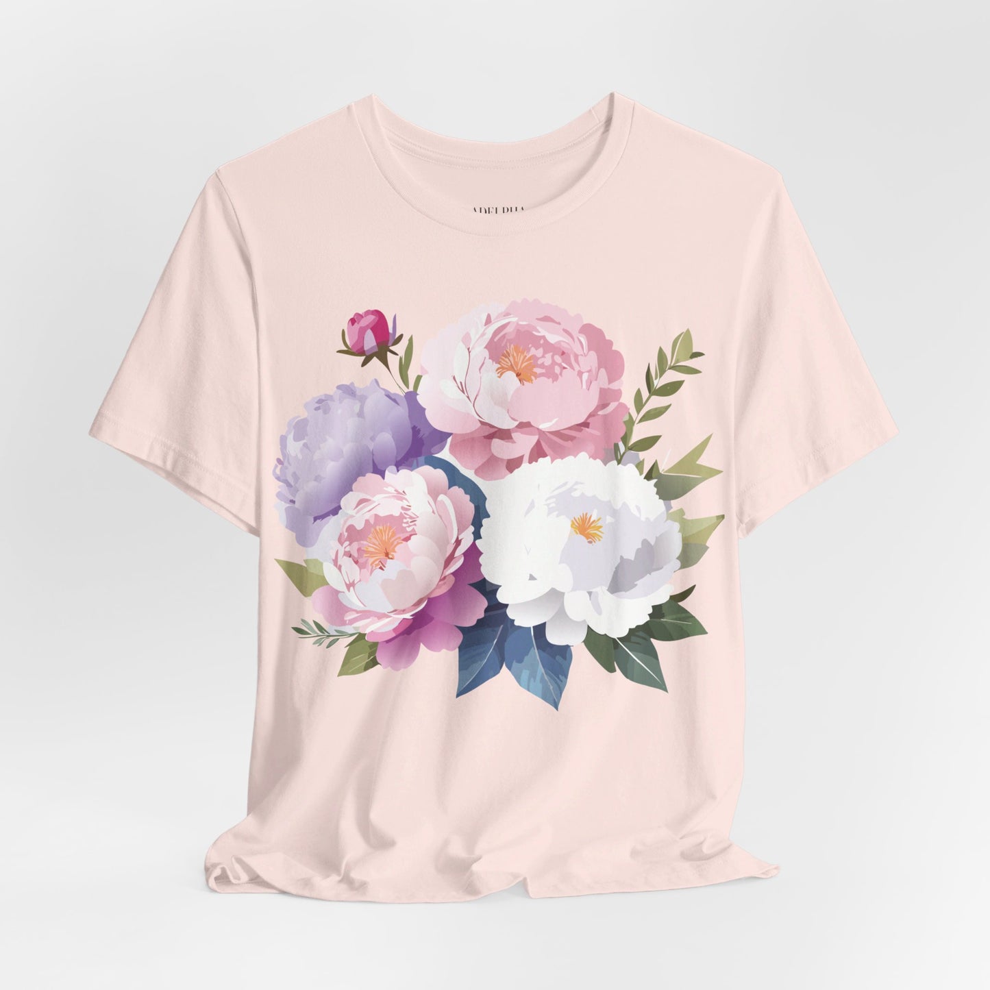 Natural Cotton Tee Shirt with Flowers