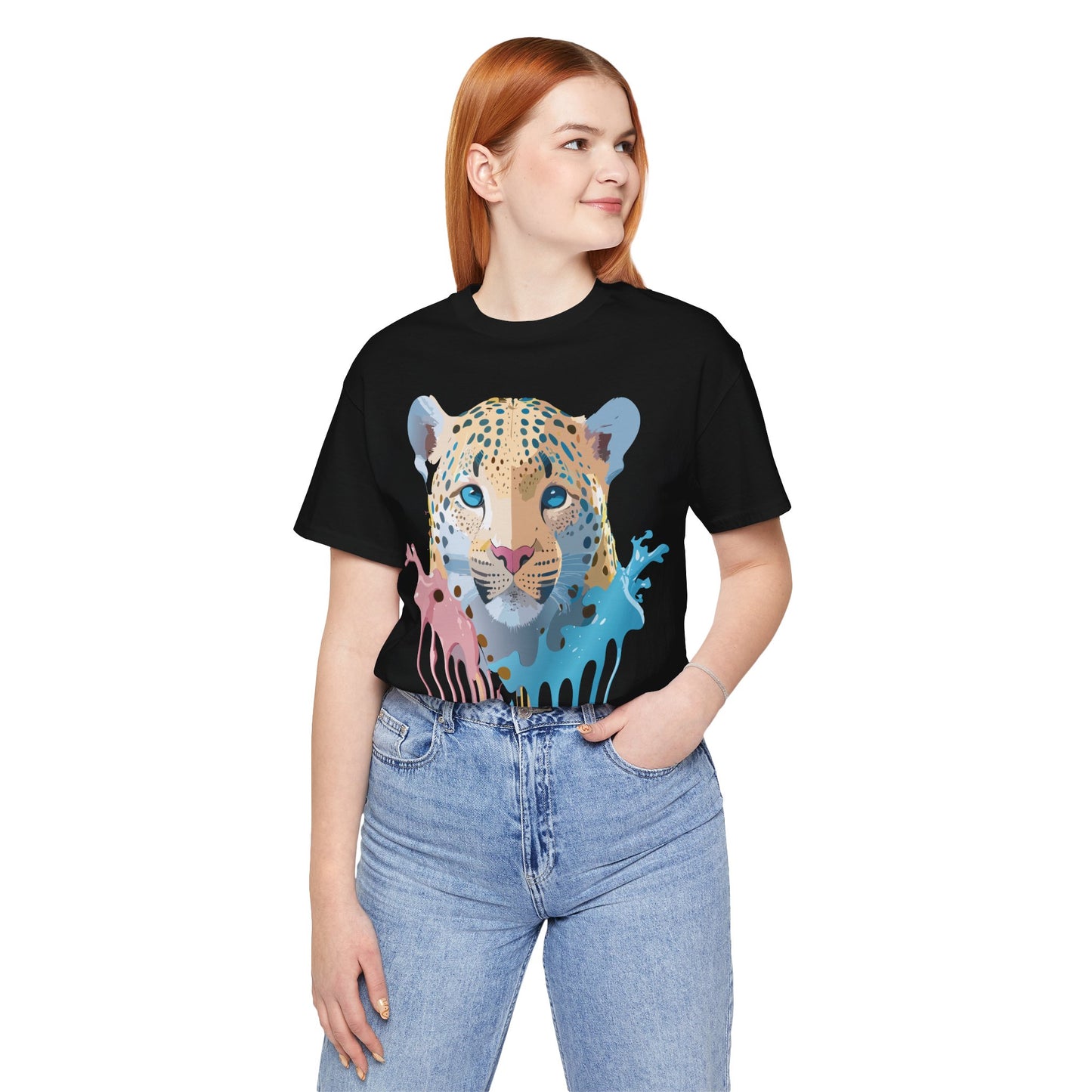 Natural Cotton Tee Shirt with Cheetah