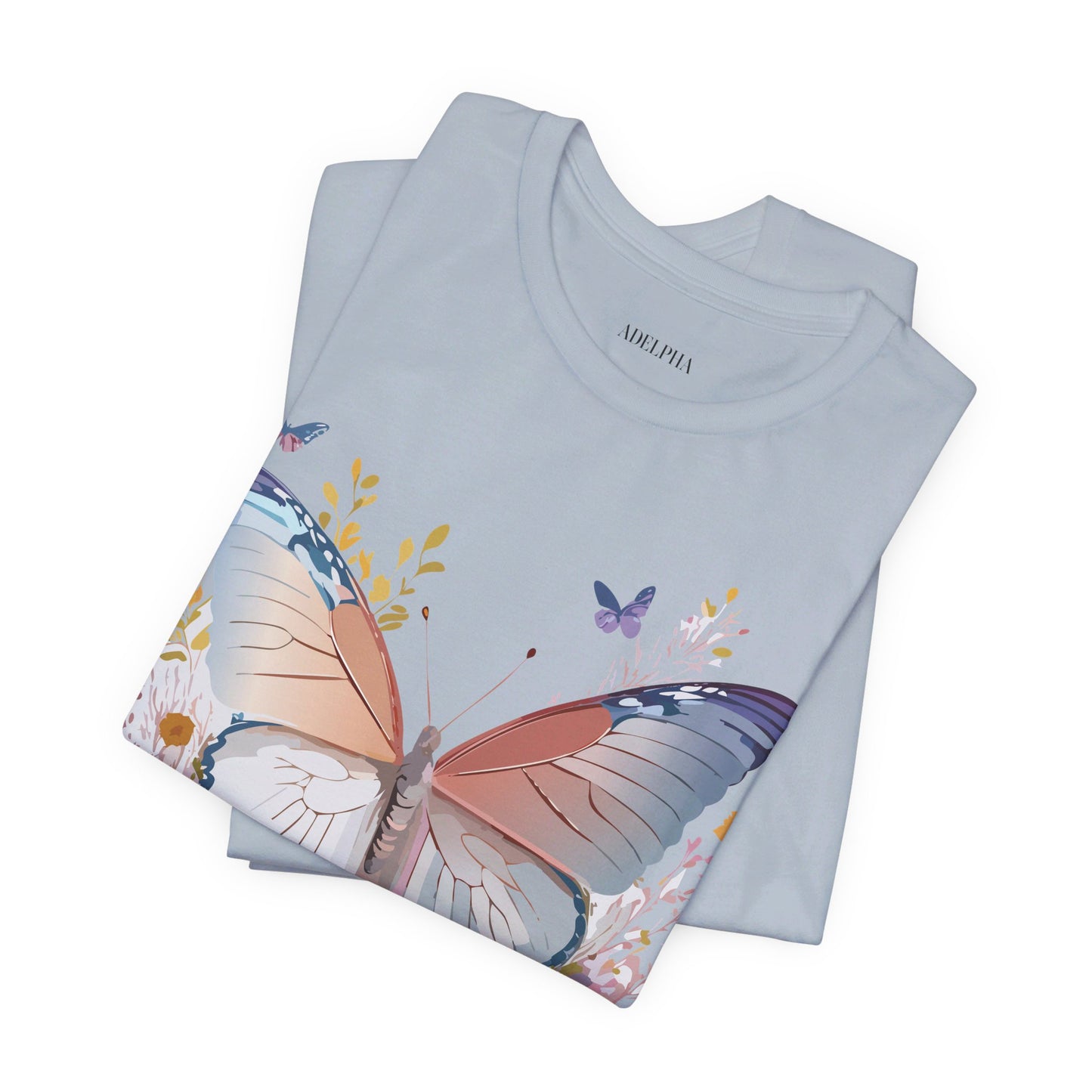 Natural Cotton Tee Shirt with Butterfly