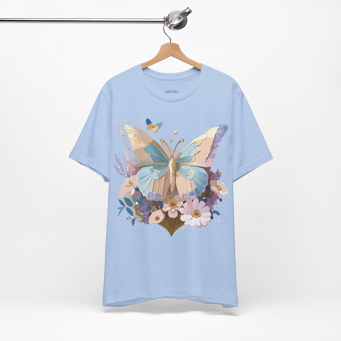 Natural Cotton Tee Shirt with Butterfly