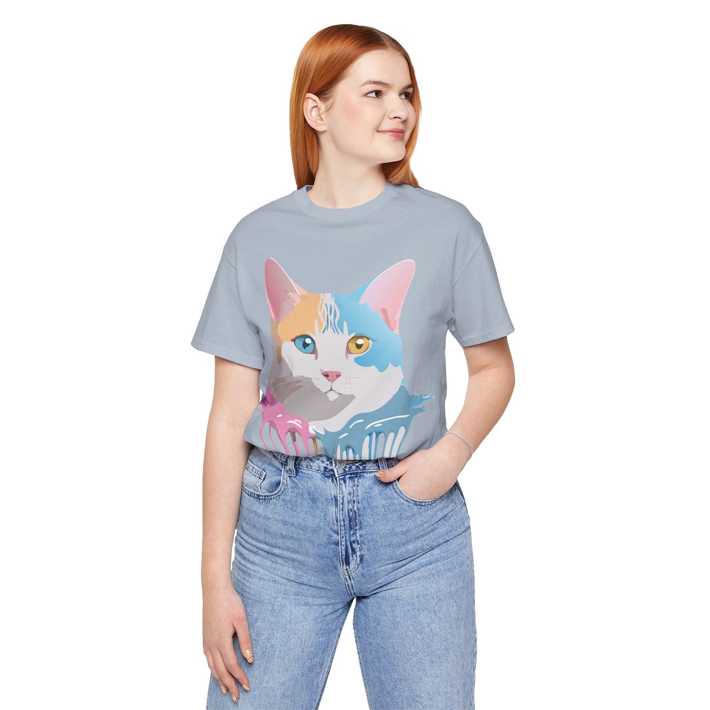 T-Shirt aus natürlicher Baumwolle mit Katze