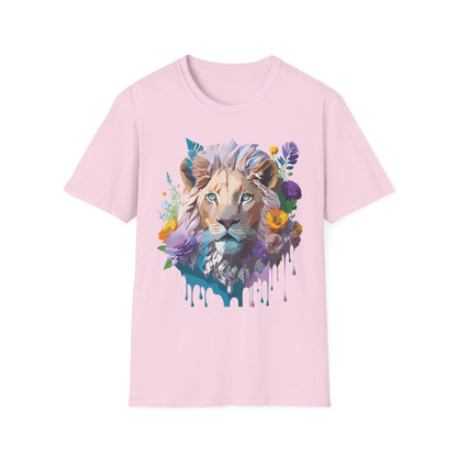 Unisex Lion Shirt Floral Lion Tee Animal Print Tee Gildan 64000