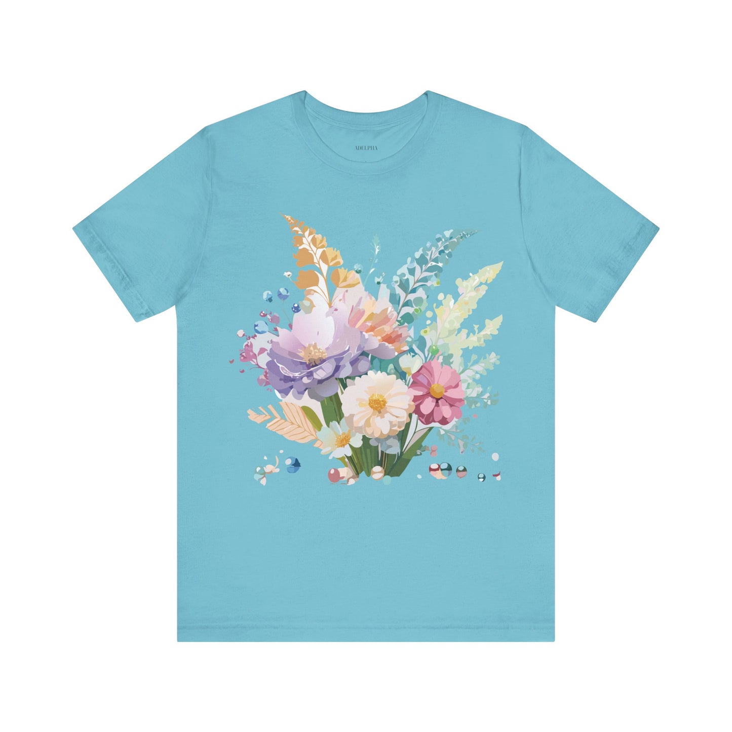 Natural Cotton Tee Shirt with Flowers