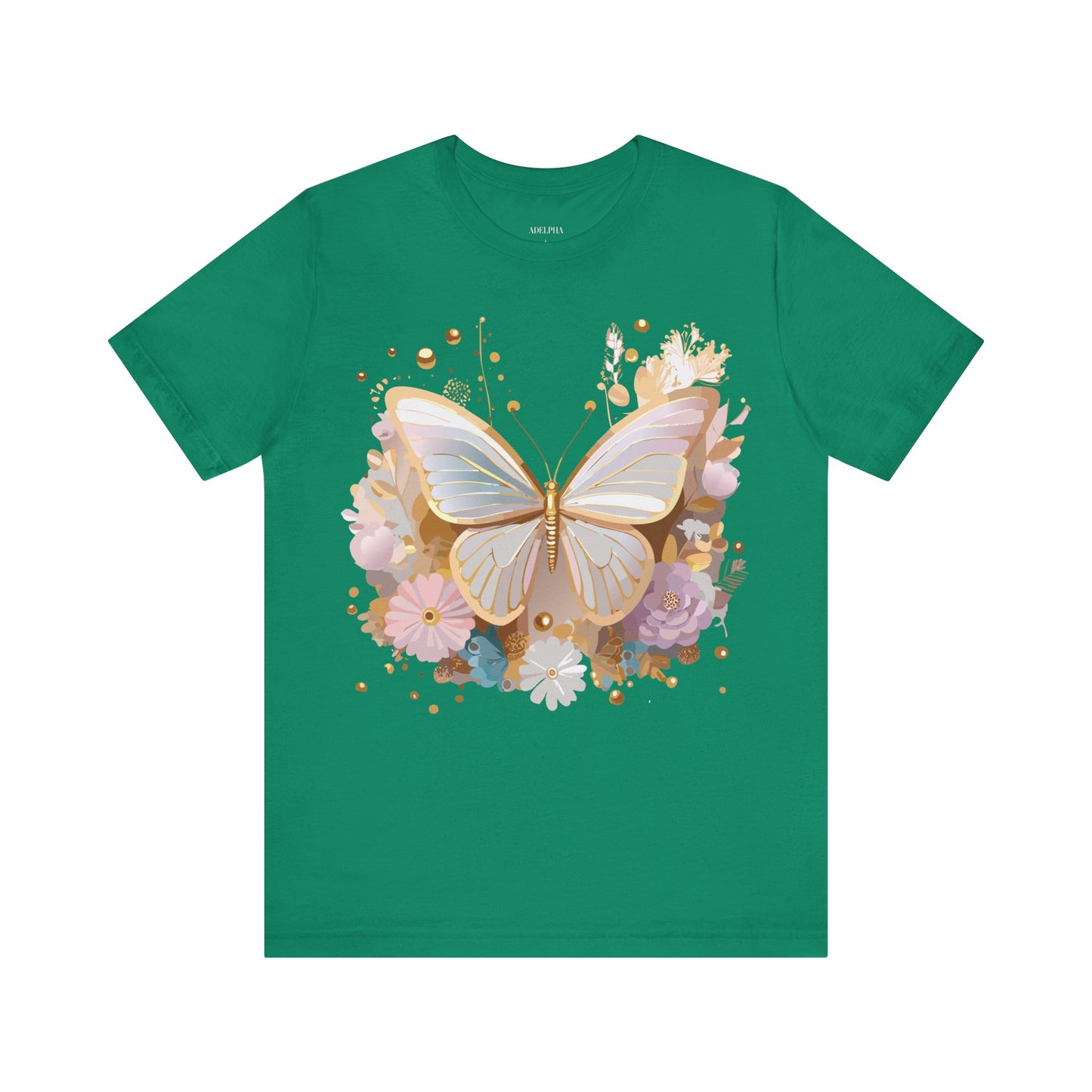 Natural Cotton Tee Shirt with Butterfly