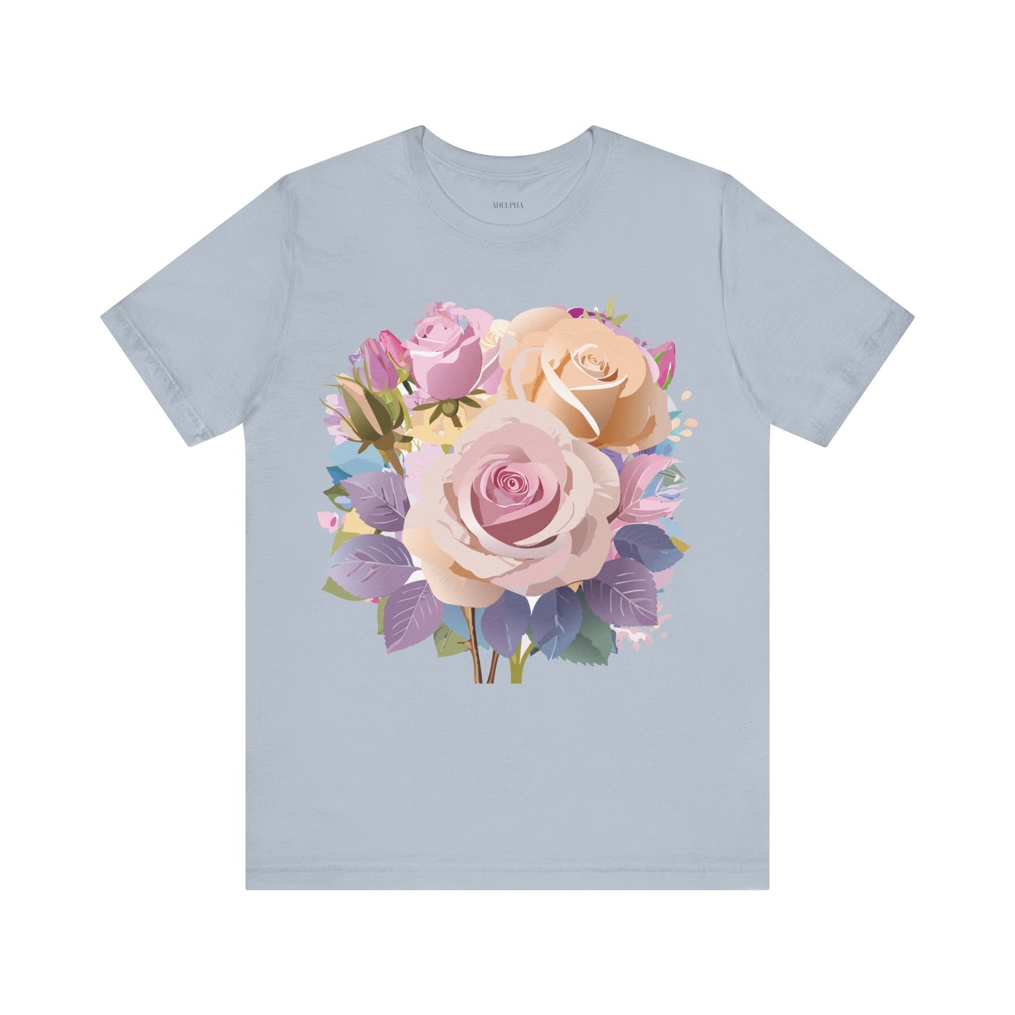 Natural Cotton Tee Shirt with Flowers