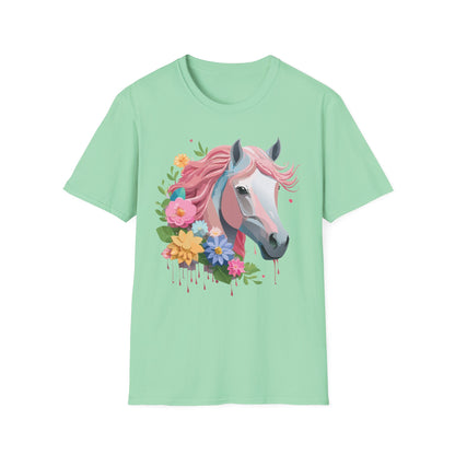 Unisex Horse Shirt Softstyle Cotton Tee With Animal Print Design