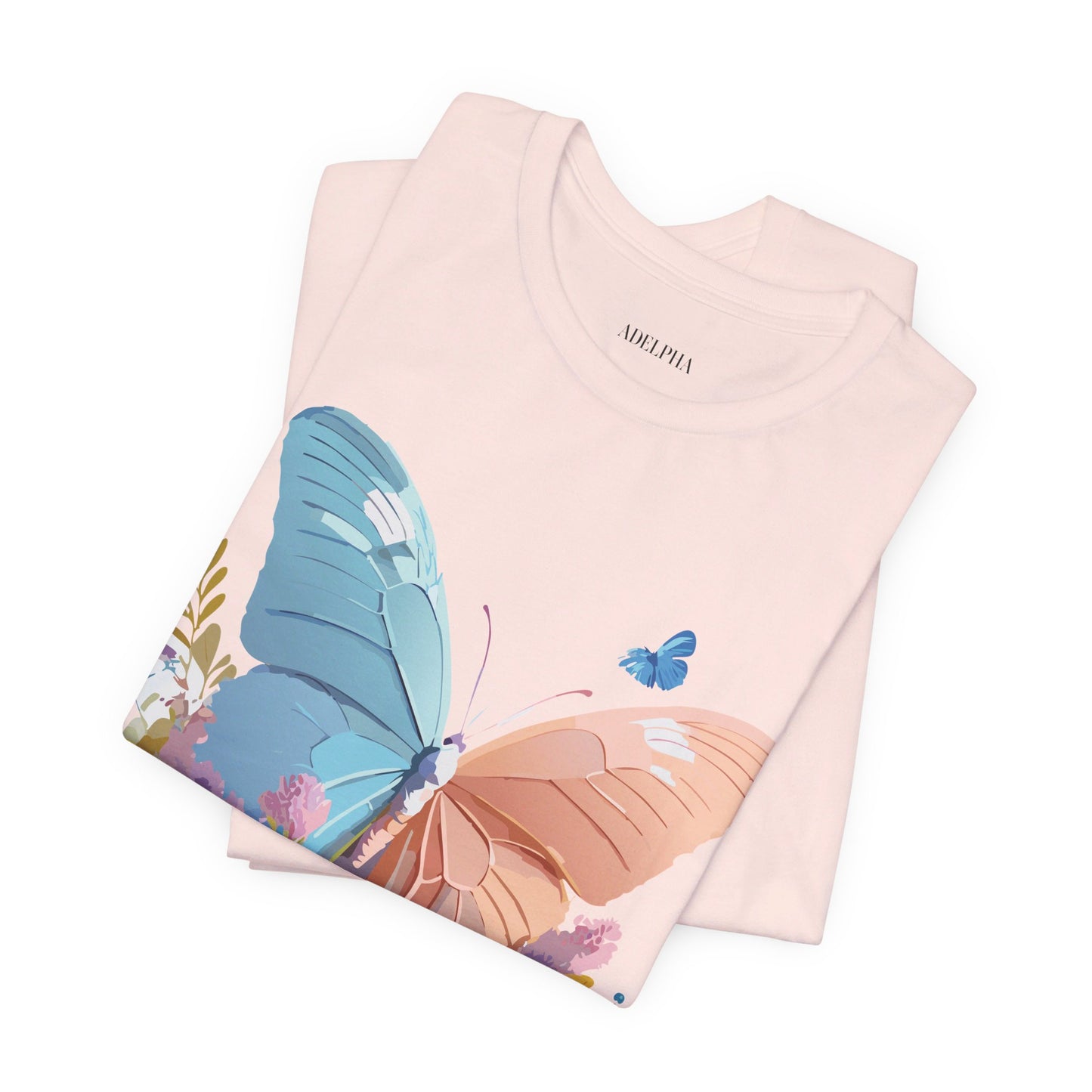 Natural Cotton Tee Shirt with Butterfly